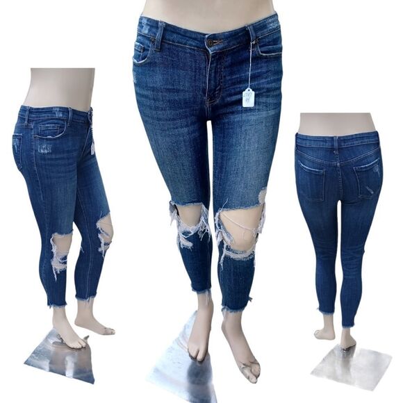 670744....Eunina High Rise Crop Jeans Size 9, W28" 25" Inseam 8"Rise - Picture 1 of 7